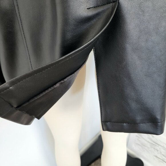 Outer Edge Faux Leather Trench Coat – Early 2000s Y2K Belted Jacket - Picture 9 of 12